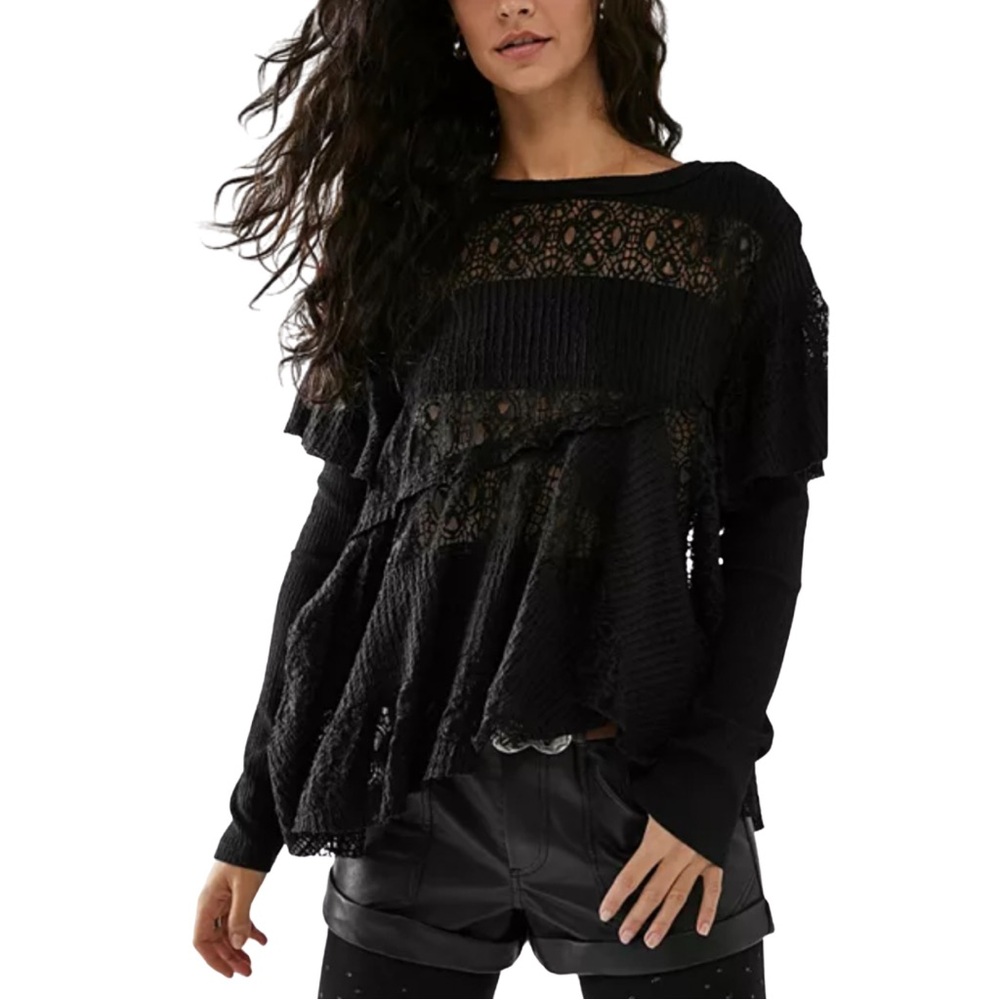 Free People Snowfall Lace Patchwork Tunic